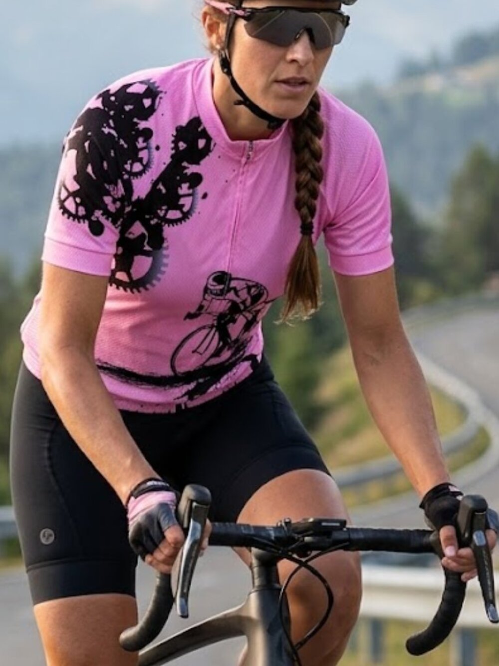 NWT Weimostar ladies pink / black sz XL cycling / bike jersey / shirt w / pocket